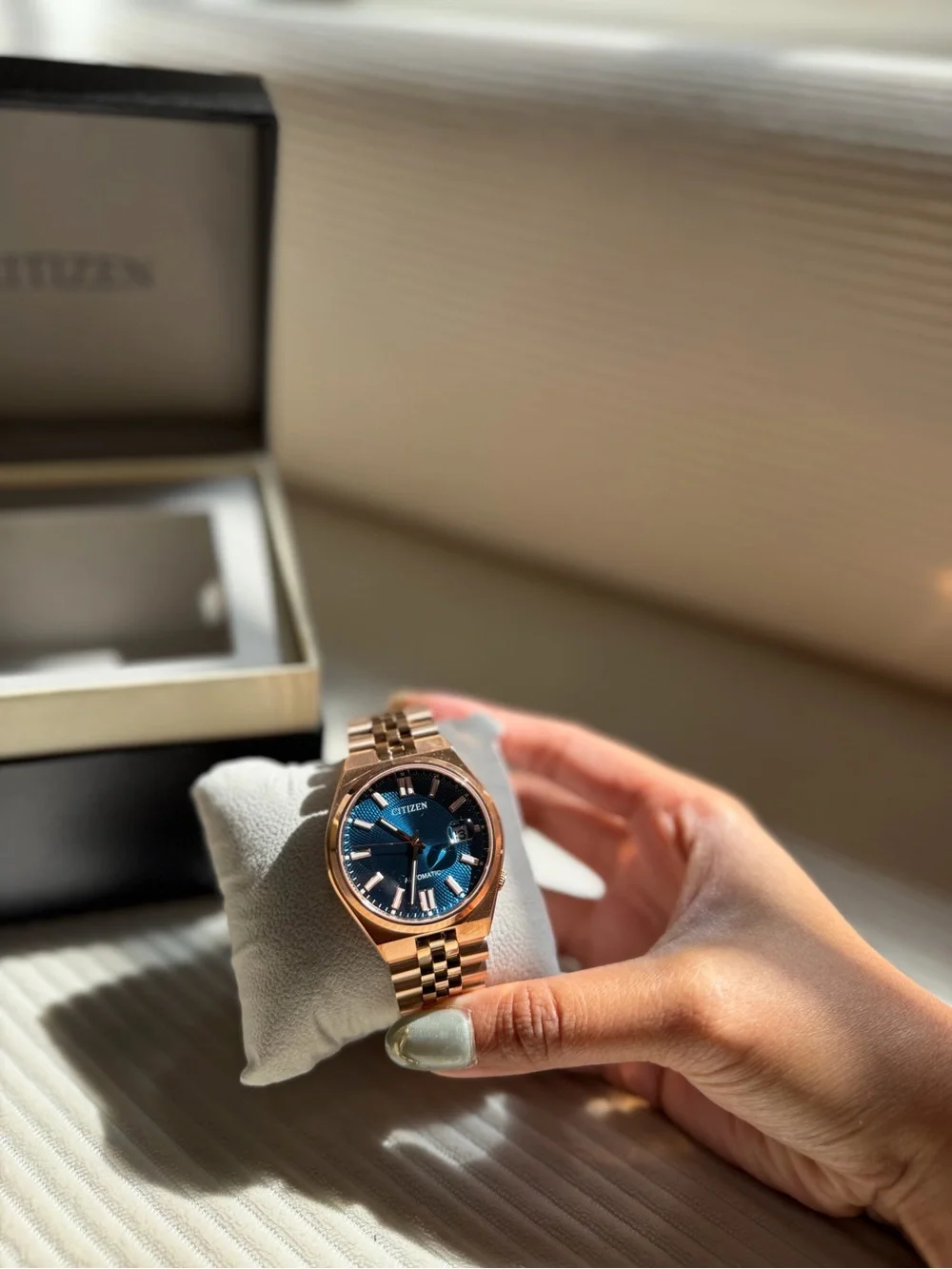 Citizen Rose Gold Men’s Bracelet Watch with Blue Dial